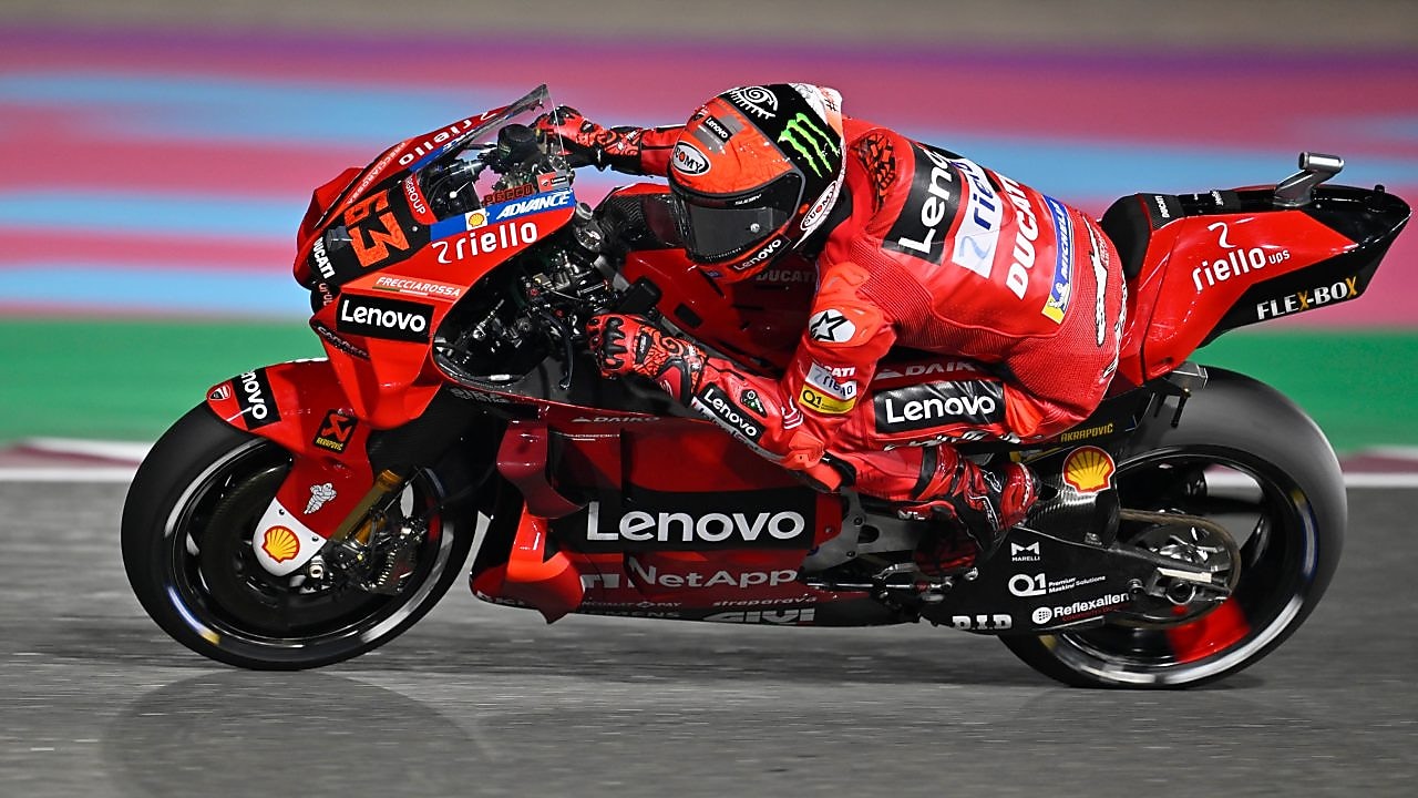 Sports motorbike on a racing track